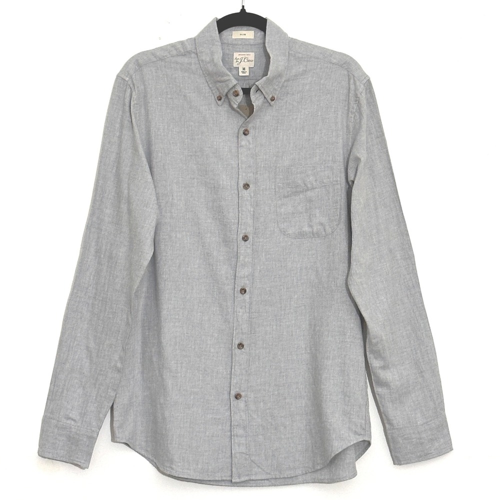 J Crew Men Shirt M Heathered Gray Slim Brushed Twill Button Down Business Casual